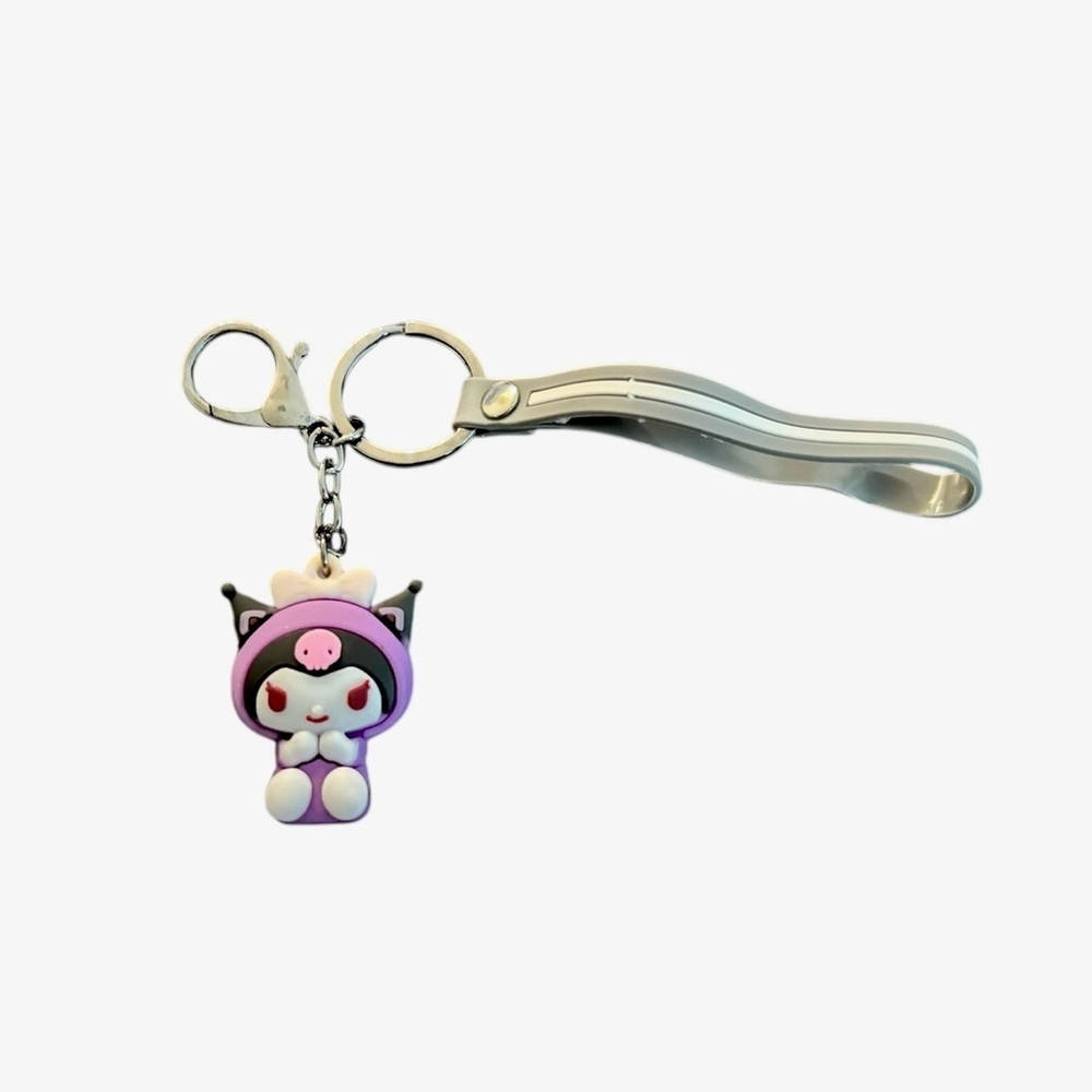 Kuromu Sanrio Purple and Gray 3D Keychain Bag Charm Accessory Wristlet